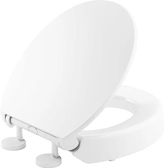 Hyten Elevated Quiet-Close Round-Front Toilet Seat in White