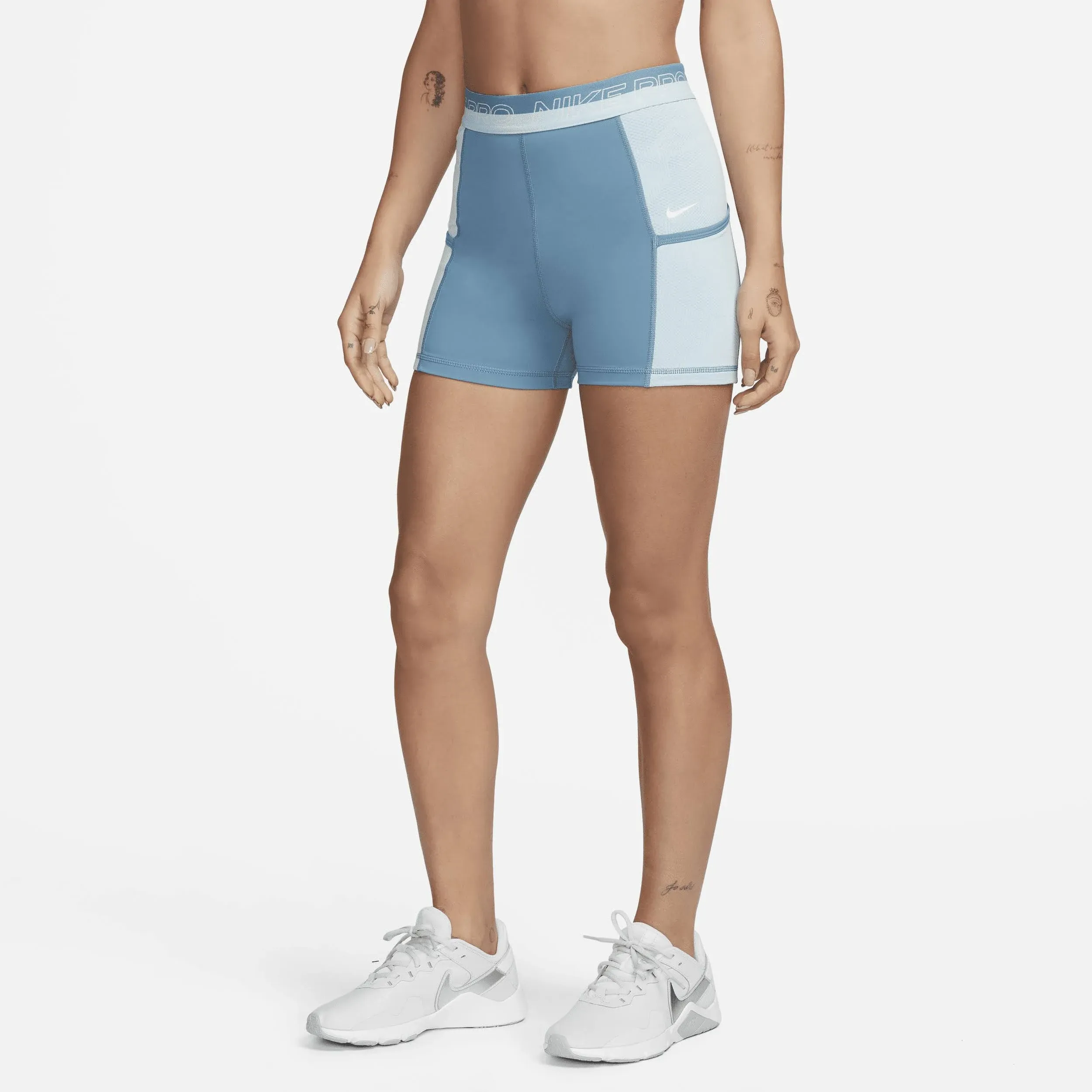 Nike Women's Pro High-Waisted 3" Training Shorts, XS, Noise Aqua