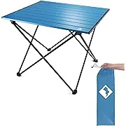 VILLEY Portable Camping Side Table, Ultralight Aluminum Folding Beach Table with Carry Bag for Outdoor Cooking, Picnic, Camp, Boat, Travel