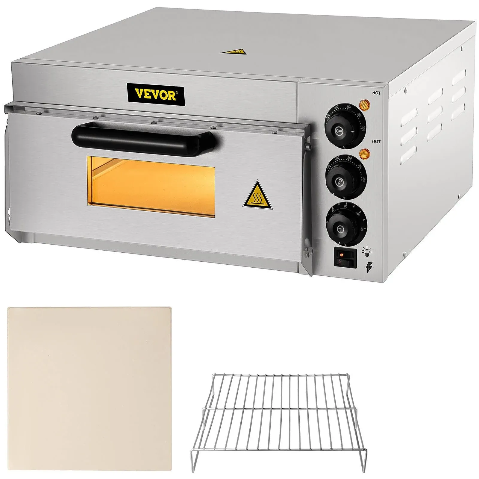 VEVOR 14'' Commercial Pizza Oven Countertop 110V Stainless Steel Elect