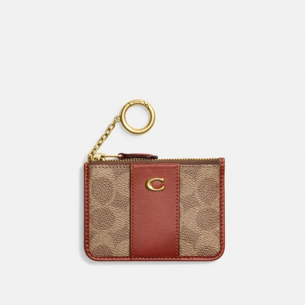 Coach Mini Skinny ID Case in Signature Canvas in Tan Rust