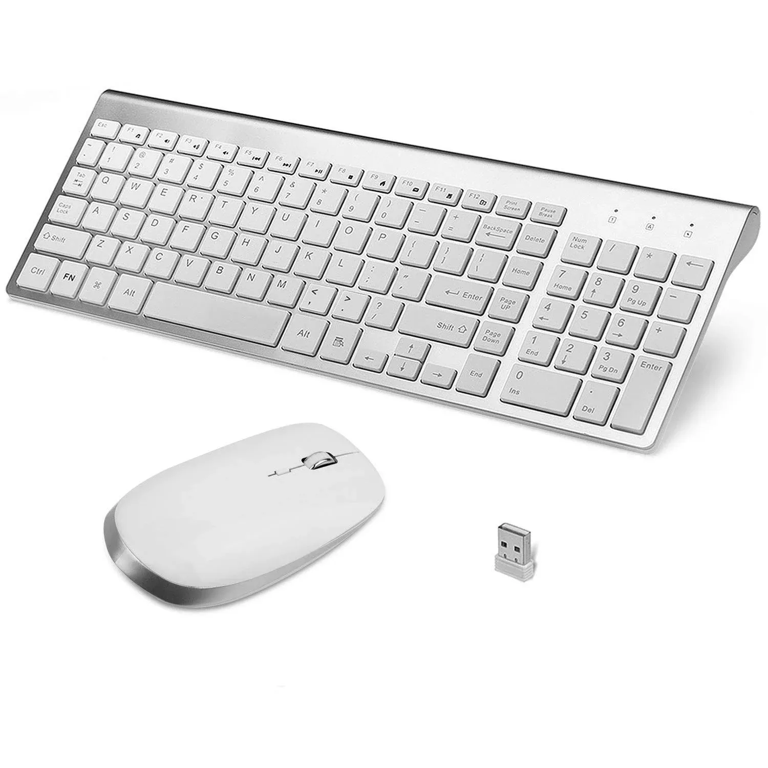 Wireless Keyboard and Mouse Combo, FENIFOX USB Slim 2.4g Full Size Ergonomic ...