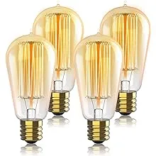 HUDSON BULB CO. Vintage Incandescent Edison Light Bulbs 60W (4 Pack) for Outdoor and Indoor- E26/E27 Base 2100K Dimmable Decorative Antique Squirrel Filament Lightbulbs - ST58 Style Warm Light