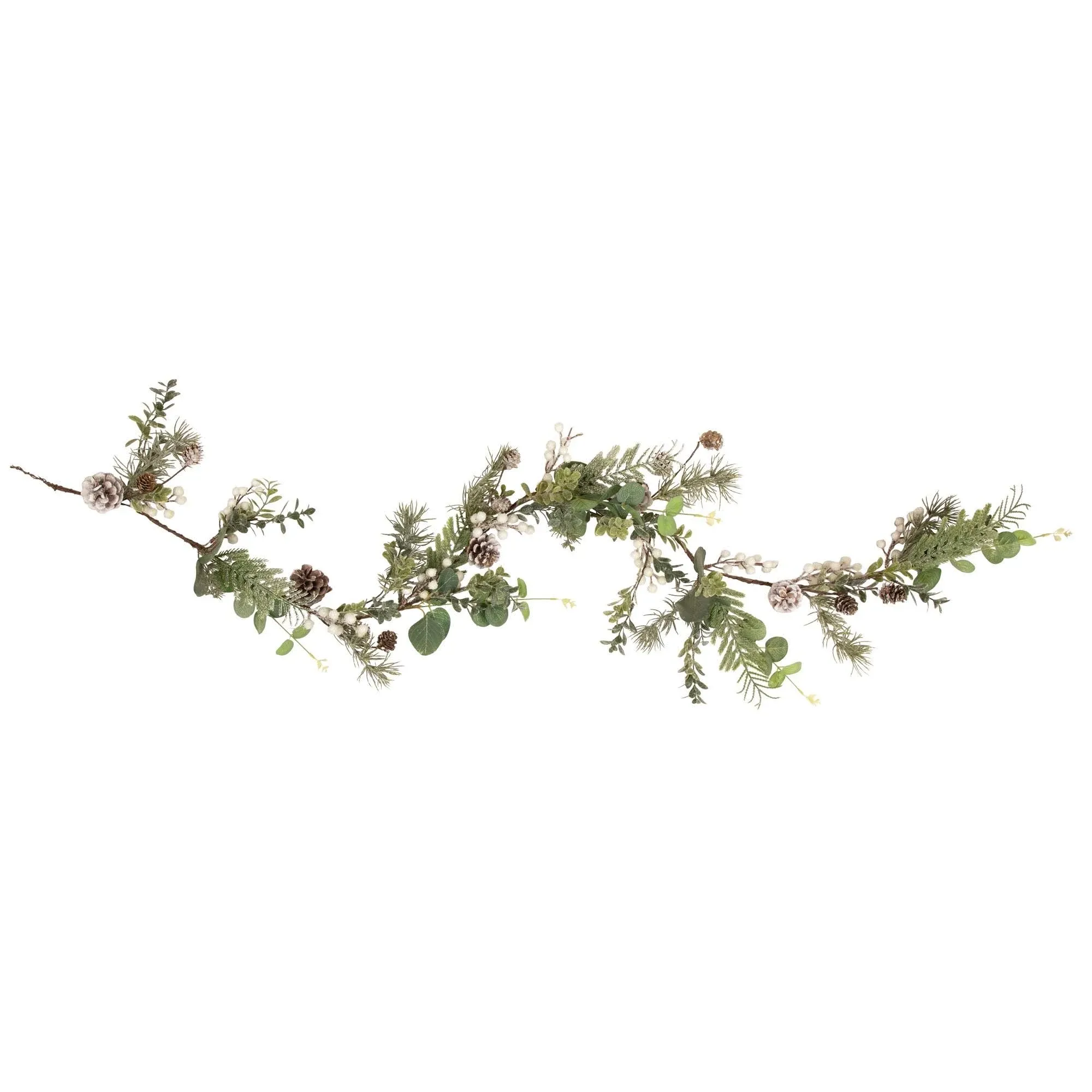 Northlight 5' White Berry Eucalyptus and Pinecones Christmas Garland