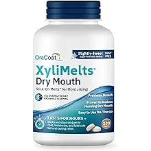 Oracoat XyliMelts Dry Mouth Relief Oral Adhering Discs Slightly Sweet with Xylitol for Dry Mouth Stimulates Saliva Nonacidic