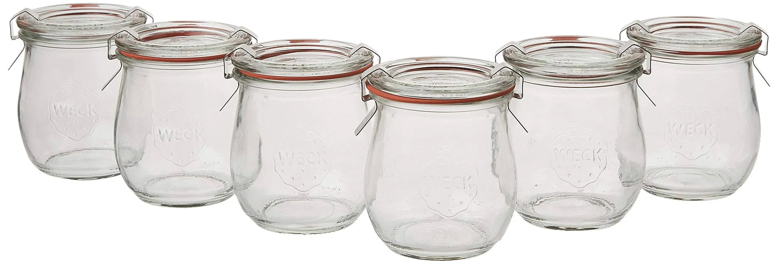 Weck 6 Mini Tulip Jelly Jar with Glass Lids 6 Rings and 12 Clamps