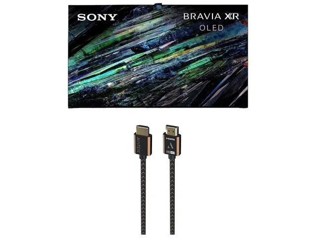 Sony XR55A95L 55 Inch QD-OLED 4K UHD Smart Google TV with AI Upscaling with a 5S-4KHD2-2.5M V-Series 2.5m Premium 4K HDR HDMI Braided Cable (2023)