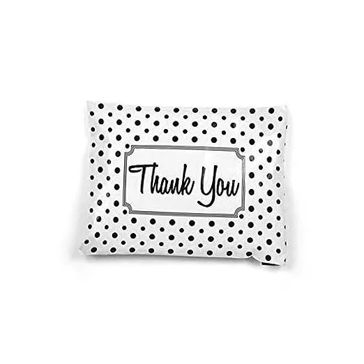 10 X 13 Polka Dot Thank You Designer Poly Bag Mailer 100 Pack Black