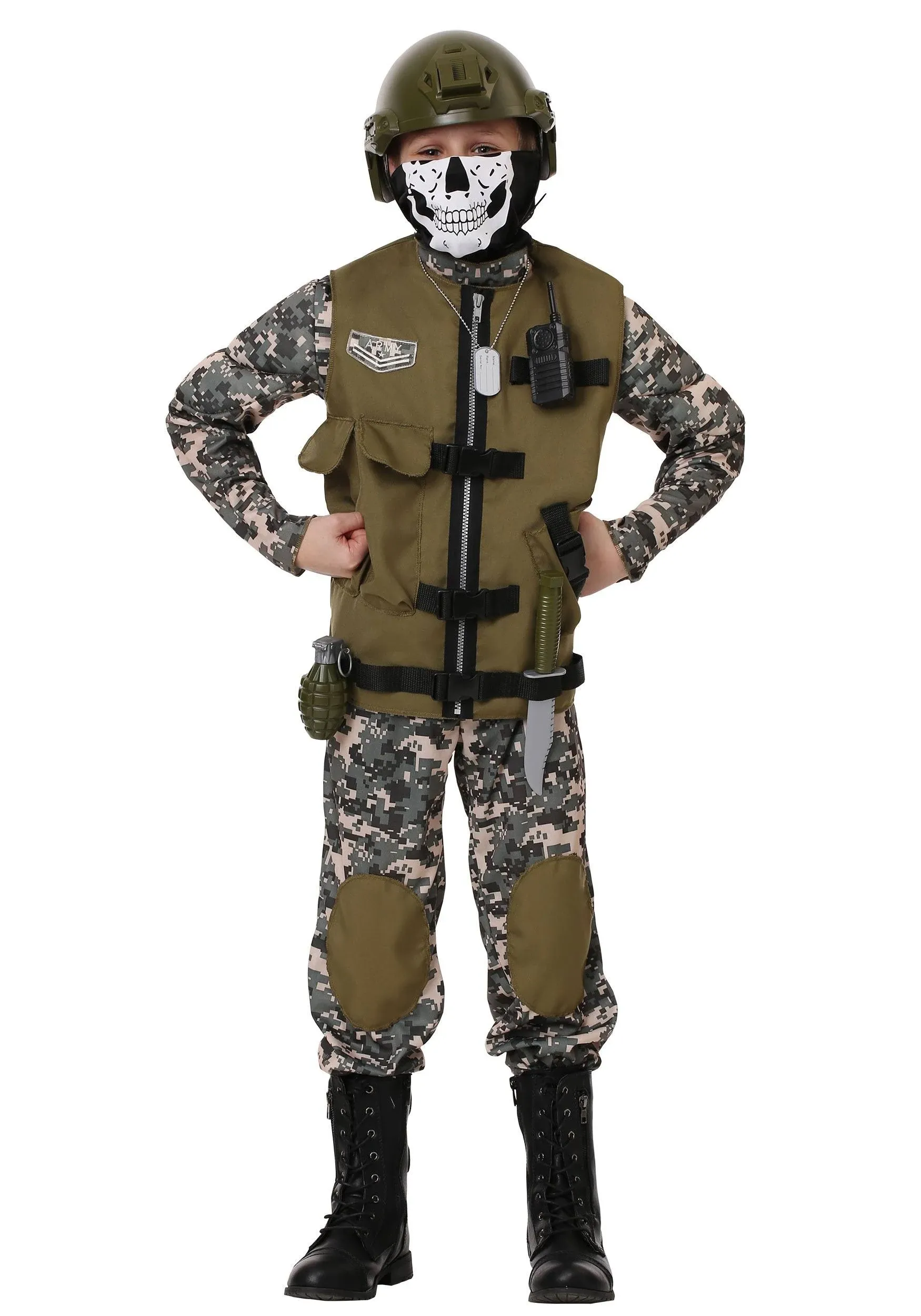 Kids Camo Trooper Costume Tactical Vest Camouflage Army