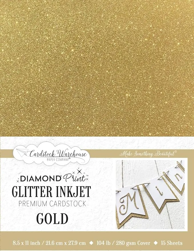 Cardstock Warehouse Diamond Print Silver Glitter No-shed Inkjet Printable Premium Cardstock - 8.5 x 11 inch - 104lb / 280gsm Cover - 15 sheets from Cardstock Warehouse