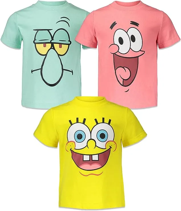 Spongebob Squarepants Graphic T-Shirt (Sets) Patrick Star Squidward Plankton Gary Outfit Tee Toddler/Birthday to Kids Clothes