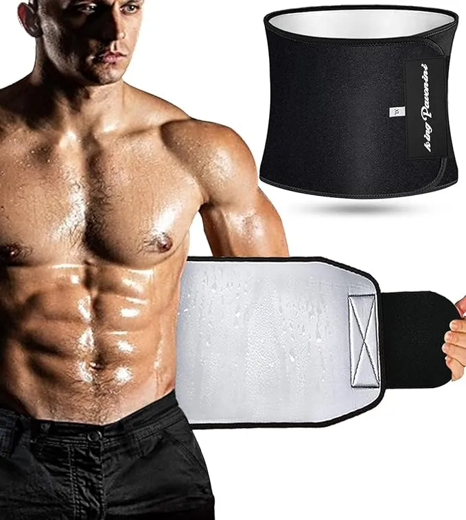 KingPavonini Waist Trainer Stomach Wraps Sweat Belt Waist Trimmer for Men Women BlackKingPavonini Waist Trainer Stomach Wraps Sweat Belt…