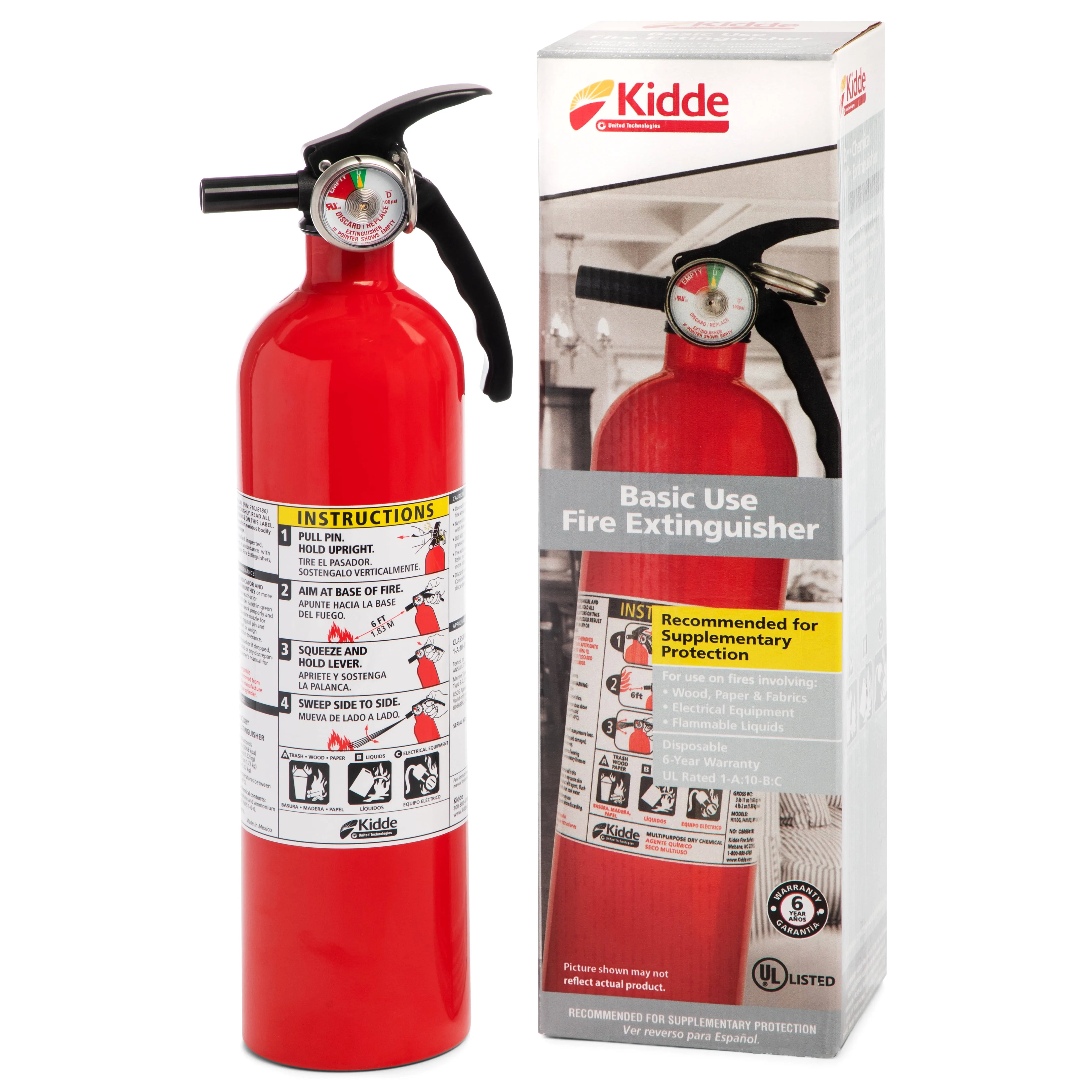 Kidde FA110 Multi Purpose Fire Extinguishers for The House and Boat with Wall Mount Bracket, (Rating 1-A:10-B:C) 4 Pack, Includes Wholesalehome Fire Blanket