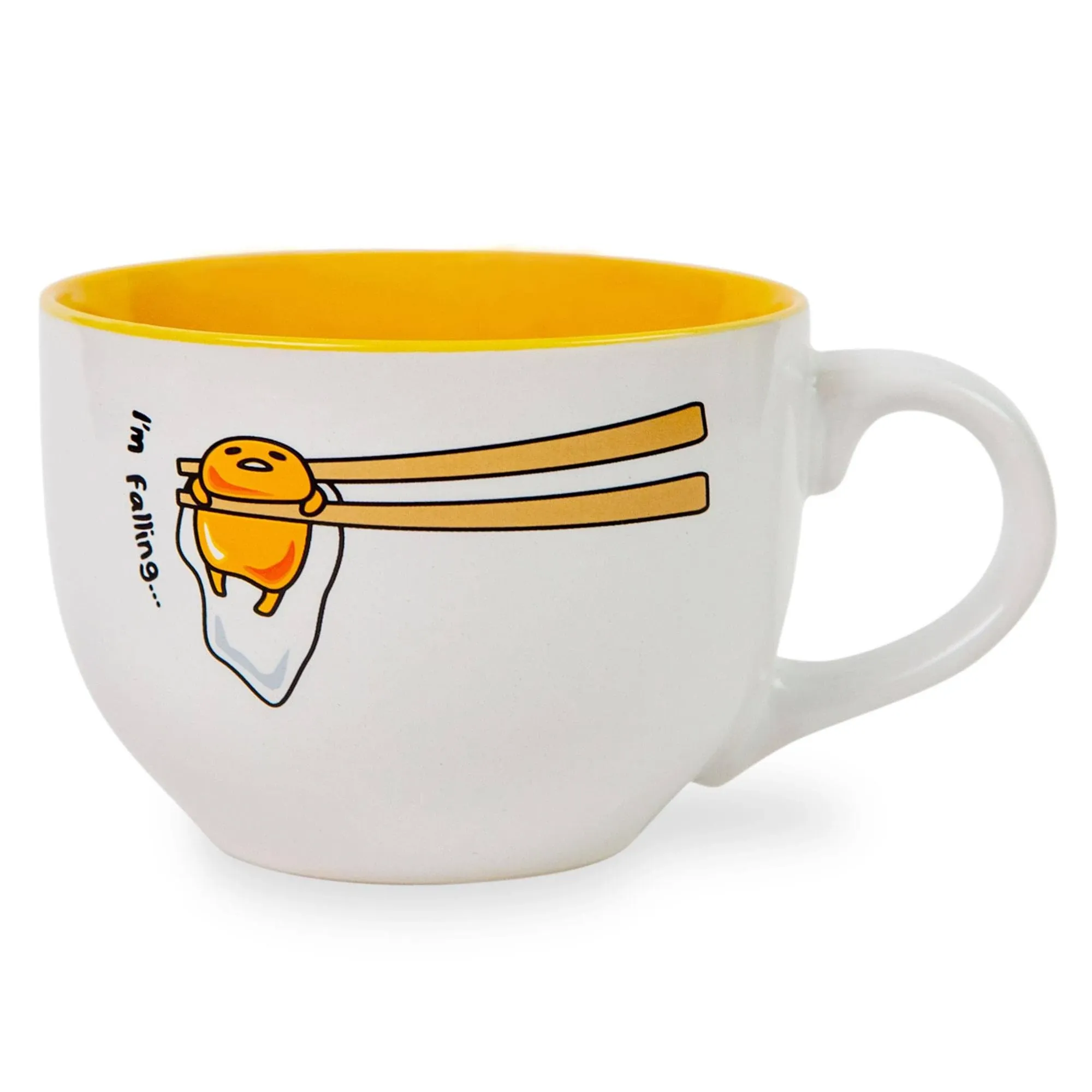 Silver Buffalo Sanrio Gudetama I'm Falling Ceramic Soup Mug Bowl For Ice Cream, Cereal, Beverages | Holds 24 Ounces