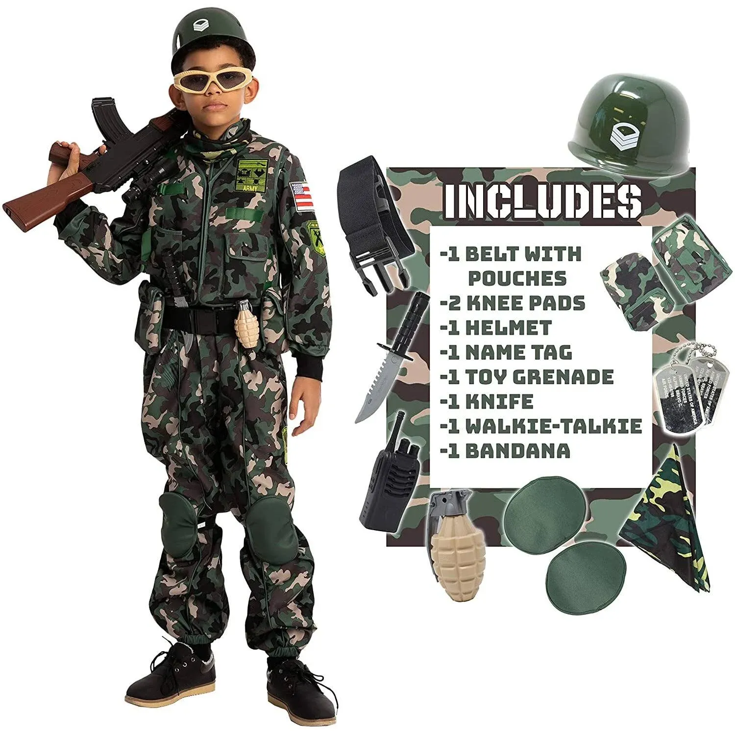 Syncfuns Camo Trooper Costume Outfit for kids, Halloween Dress Up