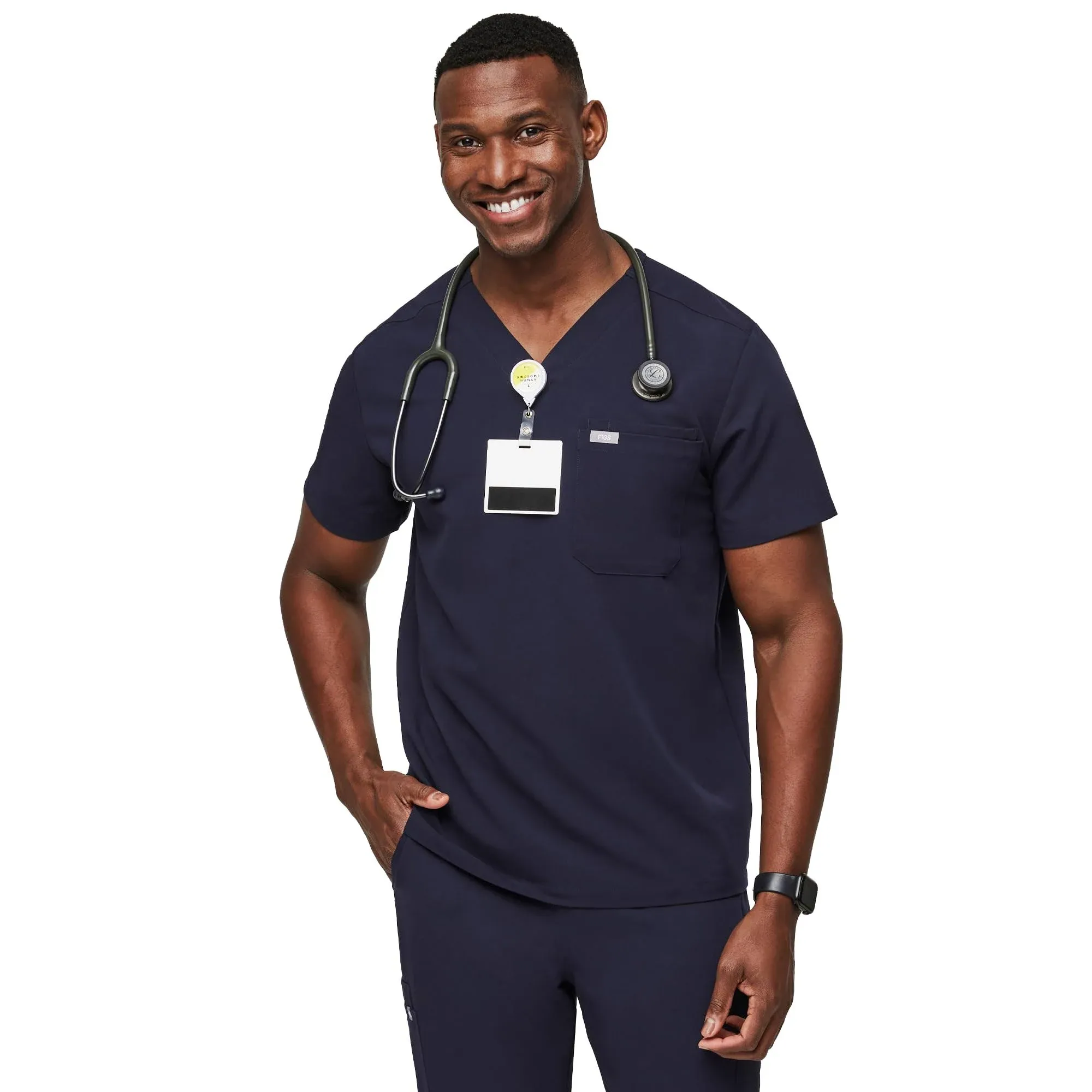 FIGS Men's Leon Three-Pocket Scrub Top