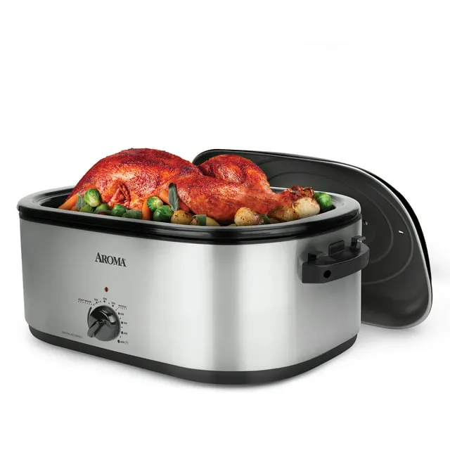 Aroma 22Qt. Roaster Oven with Self Basting Lid Stainless Steel