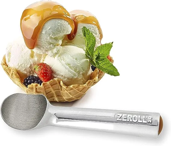 Zeroll 1020 Original Ice Cream Unique Liquid Filled Heat Conductive Handle Simple One Piece Aluminum Design Easy Release 40 Scoops per, 2-Ounce, Silver