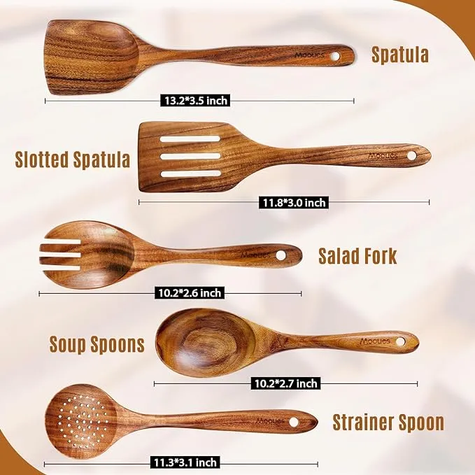 Unbranded 9 Pcs Wooden Spoons for Cooking