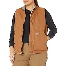 Carhartt Women's Relaxed Fit Washed Duck Sherpa-Lined Mock-Neck Vest