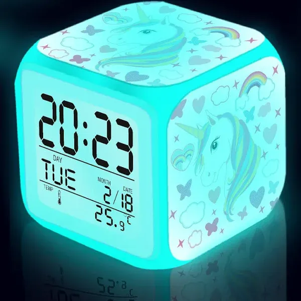 ZonleeApex Children Digital Alarm Clock, Little Cube Introductory Clock with Night Light Gifts for Kids Girls Bedroom (3.15 * 3.15 * 3.15inch)