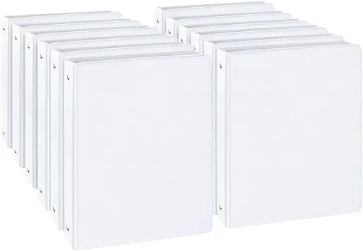 1-inch Round Ring Binder, Standard 3 Ring Binder Fit Letter Size Paper, Presentation View Binders, White,12-Pack