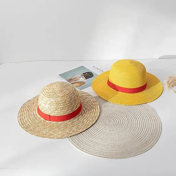 Luffy Straw Hat Multifunctional Anime Cartoon Character Sunscreen Straw Hat Cosplay Sun Hat for Adults