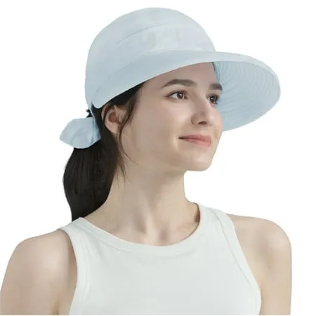 SUN CUBE Women Sun Hat for Outdoor UV Protection, Wide Brim Sun Hat Ponytail, Convertible Zip-Off Beach Hat Visor