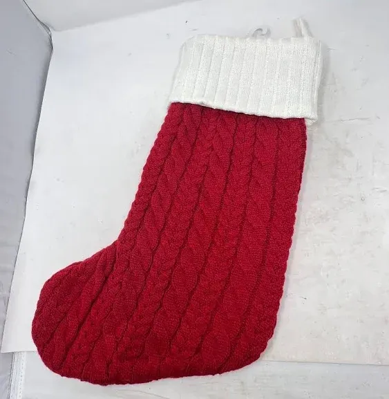 St. Nicholas Square Cable Knit Monogram Christmas Stocking Red Letter N NEW