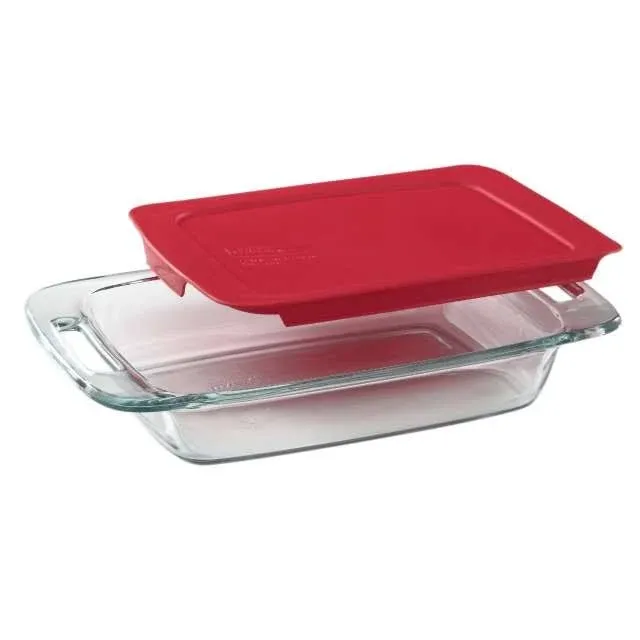 Pyrex Easy Grab 2 Quart Glass Baking Dish with Red Lid