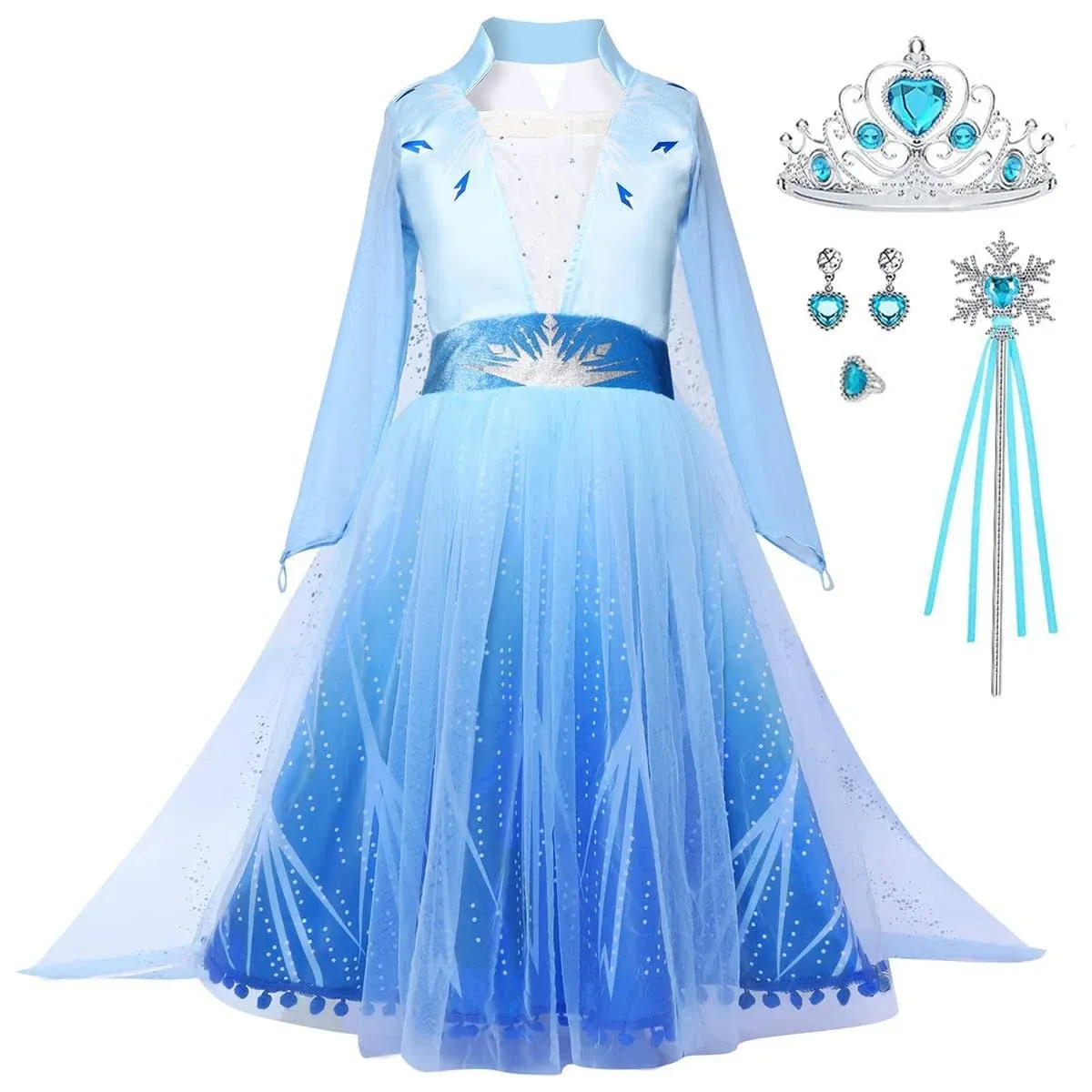 Princess Costumes for Little Girls Halloween Party Cosplay Dress Up with Accessories Blue, 4-5 Years(Label 120)