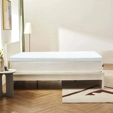 Best Price Mattress Cubrecolchón de espuma viscoelástica ventilada de 2 pulgadas, infusión de gel refrescante, individual XL, azul