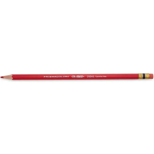 Prismacolor 20045 Col-Erase Pencil w/Eraser Carmine Red Lead/Barrel Dozen