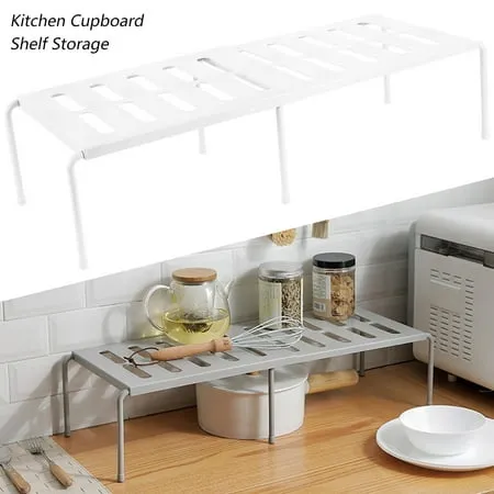 NKTIER Expandable Kitchen Cupboard Organiser Home and Kitchen Storage Shelf Wire Rack Made of Metal for Kitchen Cabinets Counter-Tops Pantries Food and Utensils