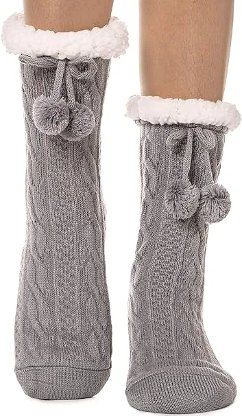 EBMORE Slipper Fuzzy Socks for Women Fluffy Cozy Cabin Winter Warm Soft Fleece Comfy Thick Socks with Grips