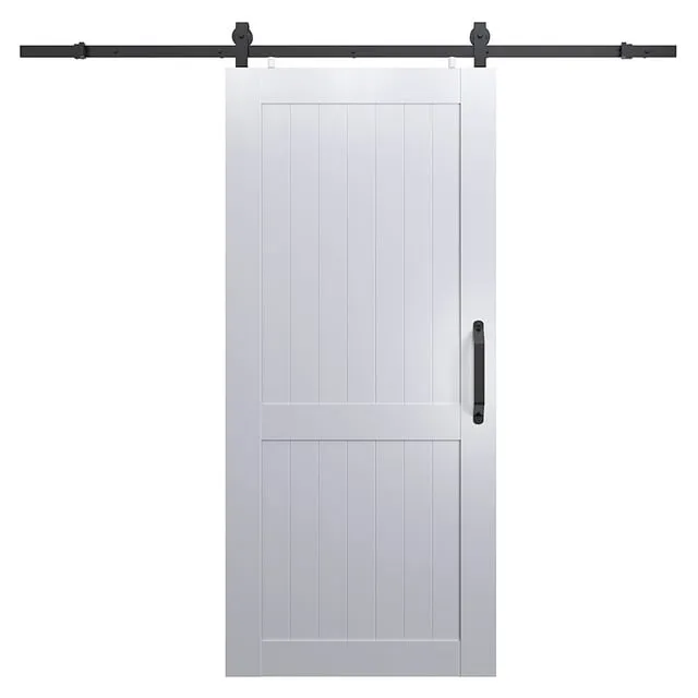 Pinecroft 36-in x 84-in White 2-panel Hollow Core Prefinished PVC Single Barn Door (Hardware Included)