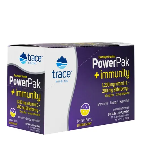 Trace Minerals, Electrolyte Stamina Power Pak + Immunity, Lemon Berry 30 Packets