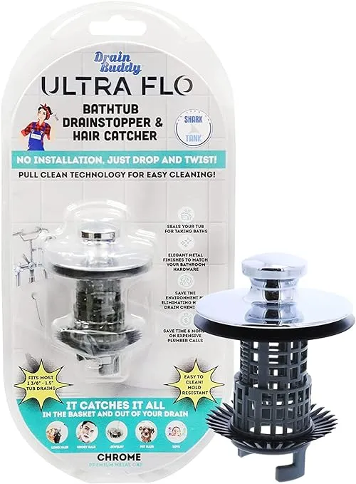 Drain Buddy Ultra FLO Tub Chrome Metal Cap