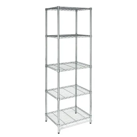 Honey-Can-Do 5-Tier Heavy Duty Adjustable Storage Shelving Unit With 250-lb Per Shelf Capacity, Chrome,Shelves & Shelf Units Chrome,Steel