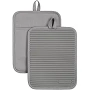 KitchenAid Ribbed Soft Silicone Pot Holder, Set of 2 - Gray