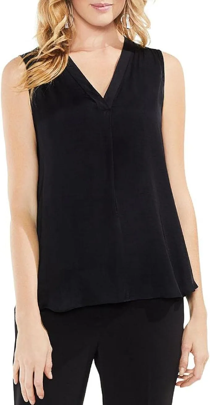 Vince Camuto Women's Sleeveless V-Neck Rumple Blouse