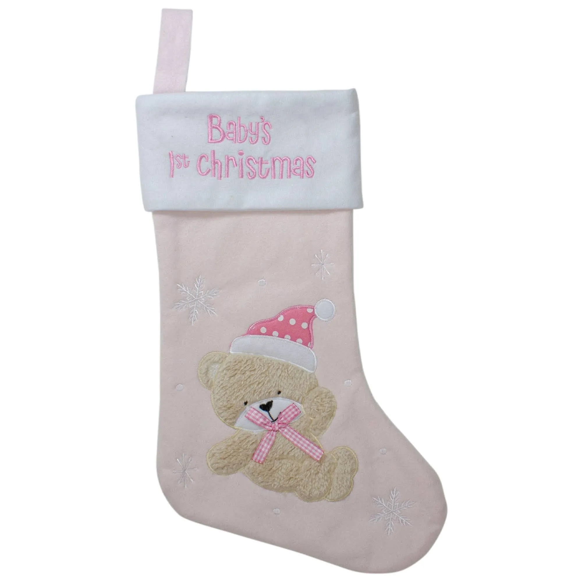 Baby's 1st Christmas Stocking Baby Girl First Christmas Stockings Bear Pink Christmas Stocking for Newborn Christmas Ornaments