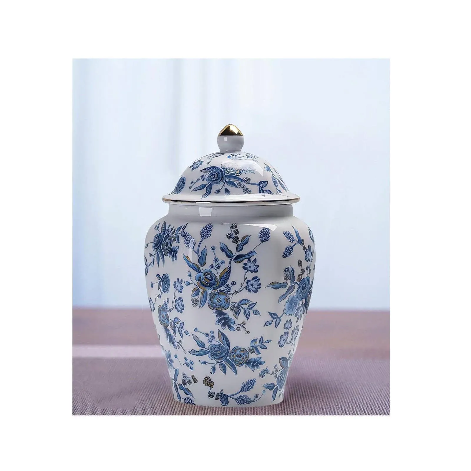 Rose Medium Urn for Female - Ceramic KeepsakeUrn for Human Ashes, Blue Rose Decorative Urns for Women/Mom/Girl, Honor Your Loved One Lost - Qnty 1