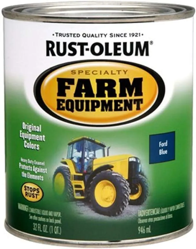 Rust-Oleum 7424502 Specialty Farm Equipment Brush On Paint, Quart, Ford Blue