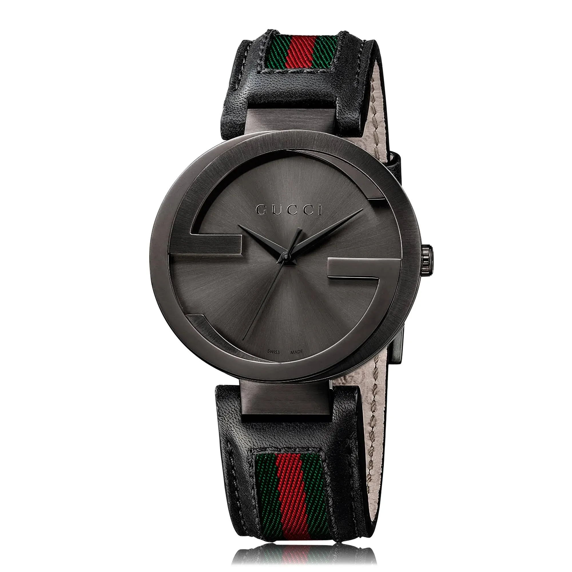 Gucci Men's YA133206 Interlocking-G Black, Green and Red Canvas Watch