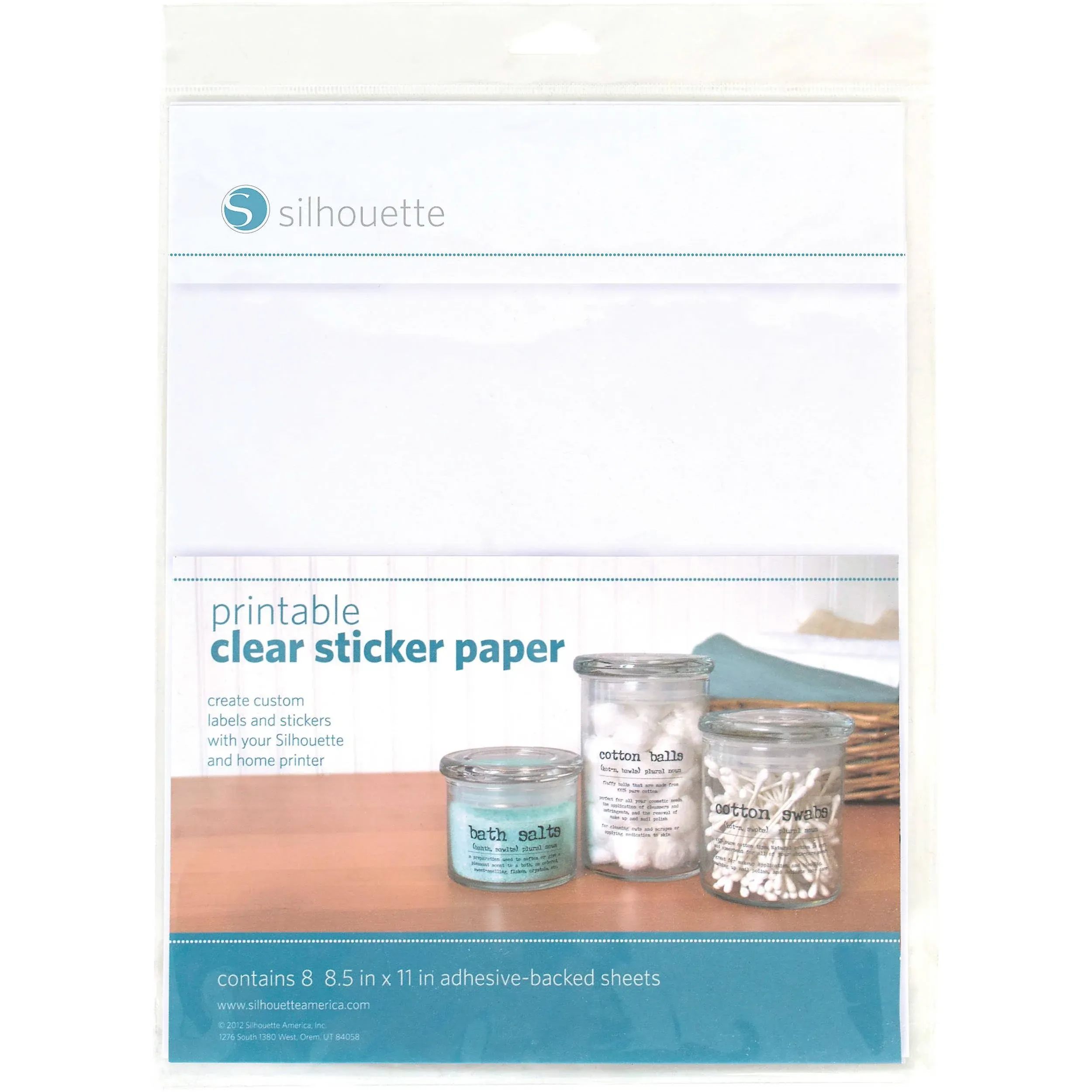 Silhouette Printable Sticker Paper 8.5&#034;X11&#034; 8/Pkg-Clear CLRADH