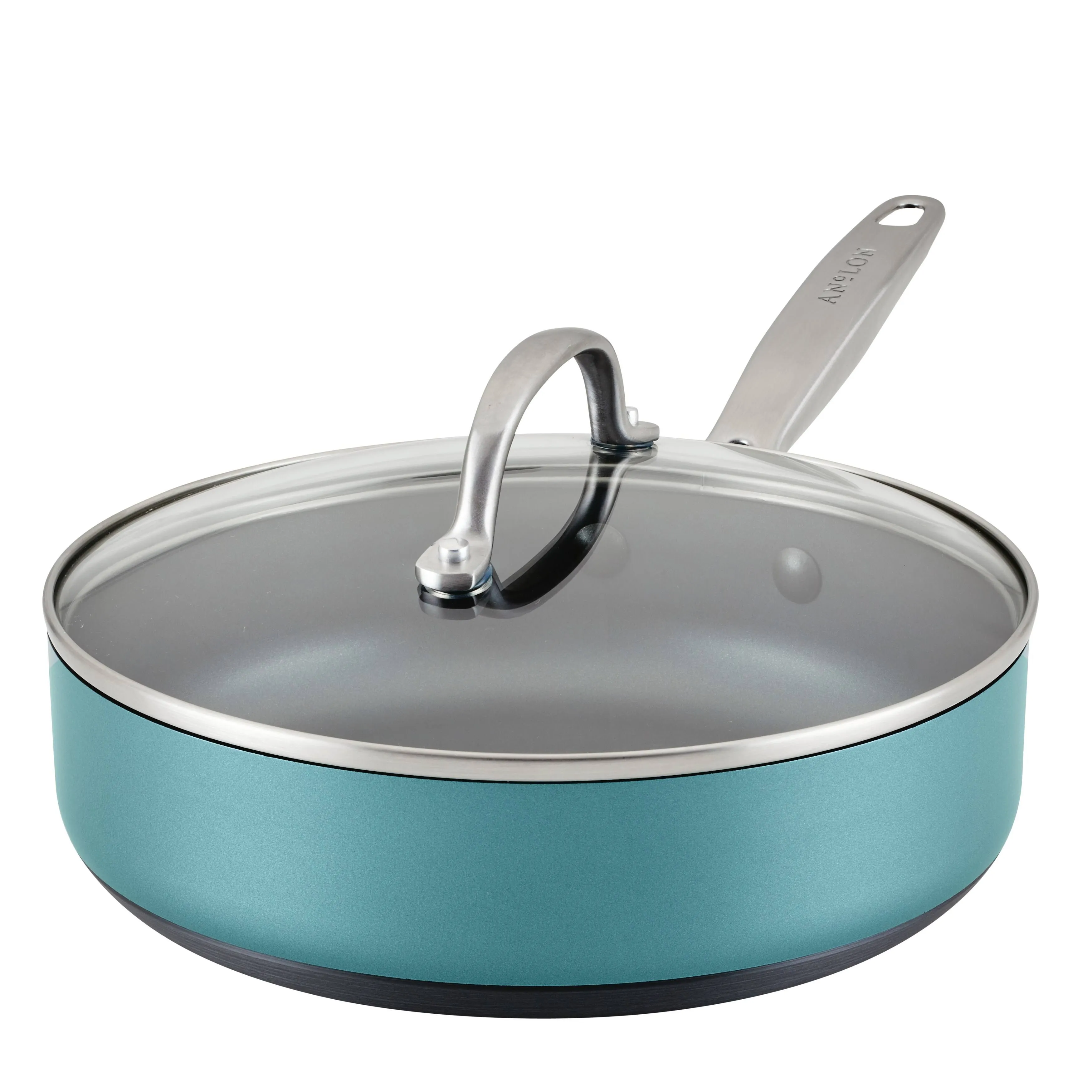 Anolon Achieve Hard Anodized Nonstick 3-Qt. Saute Pan with Lid, Teal