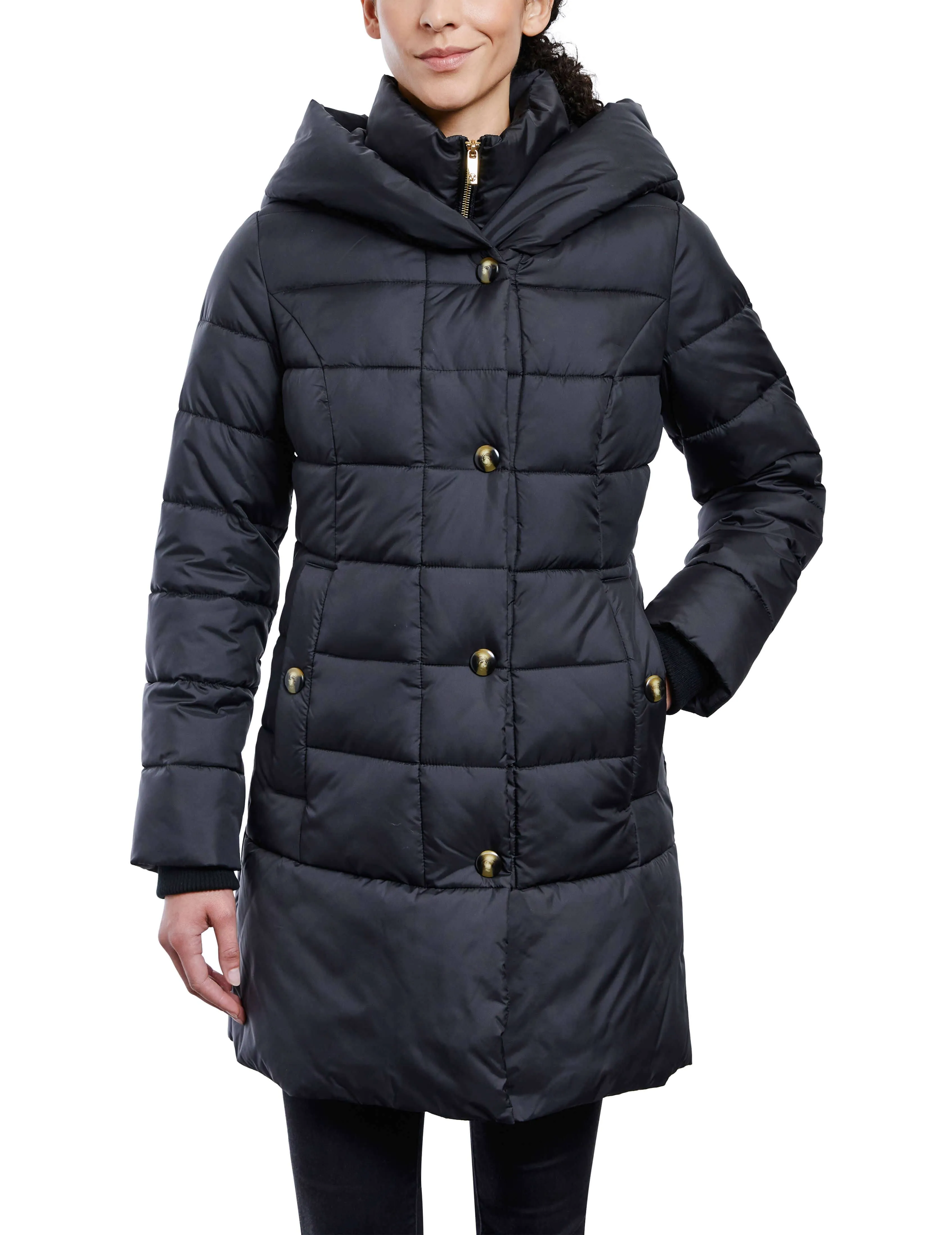 Anne Klein Women's Consider It Snap Front Puffer Jacket - Clearance in Black