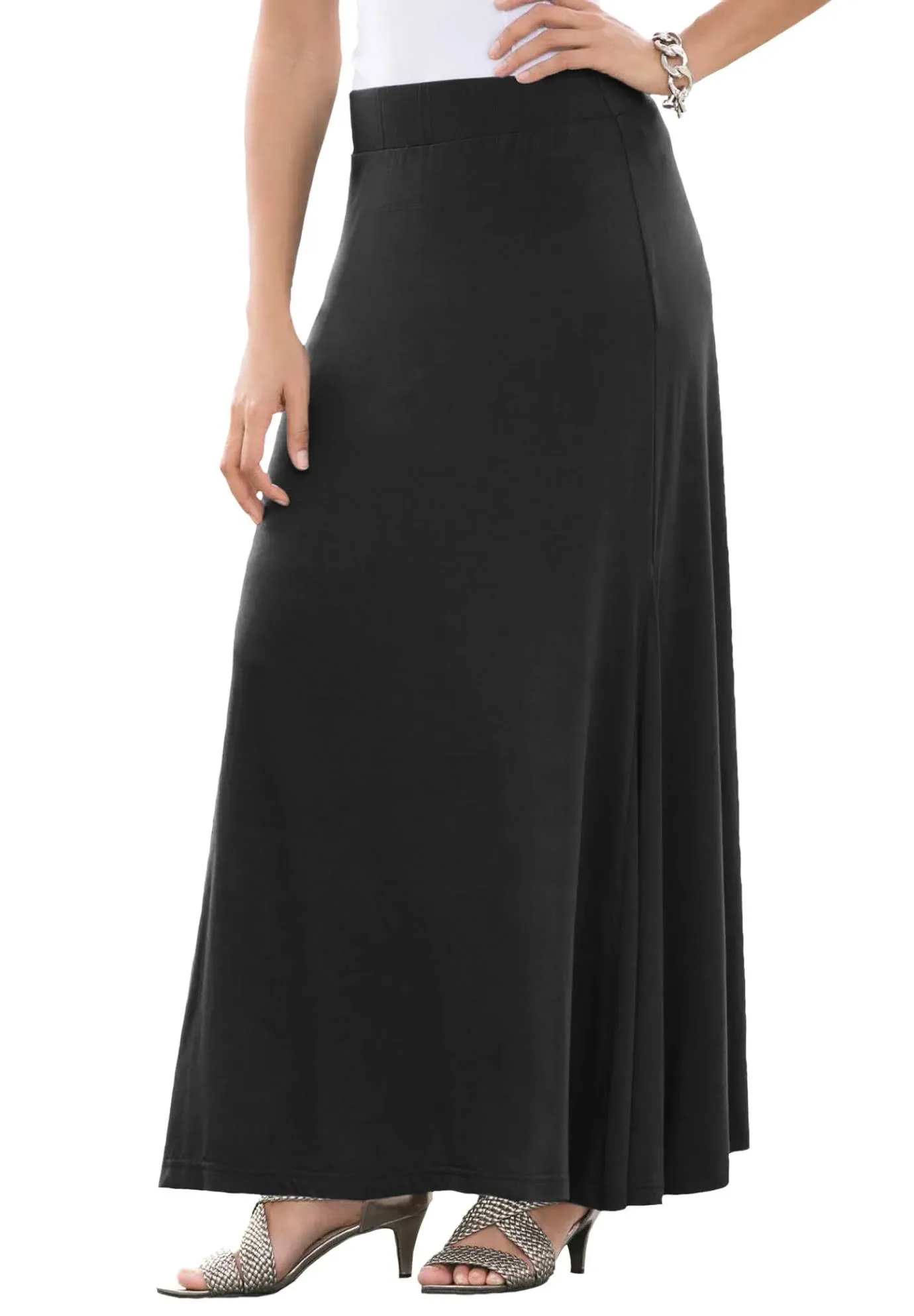 Jessica London Women's Plus Size Casual Wide Elastic Pull-On Lightweight Maxi Skirt