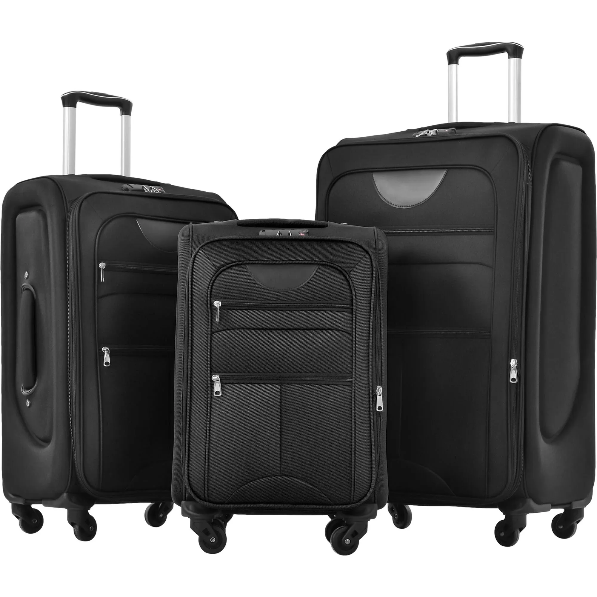 Softside Luggage Expandable 3 Piece Set Suitcase Upright Spinner Softshell ...